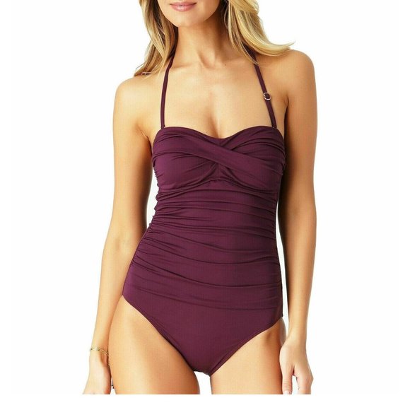 anne cole twist front bandeau one piece